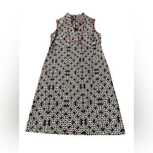 Eliza J Dress Womens Geometric Mandarin Collar Sleeveless Zip Blue Red Size 2